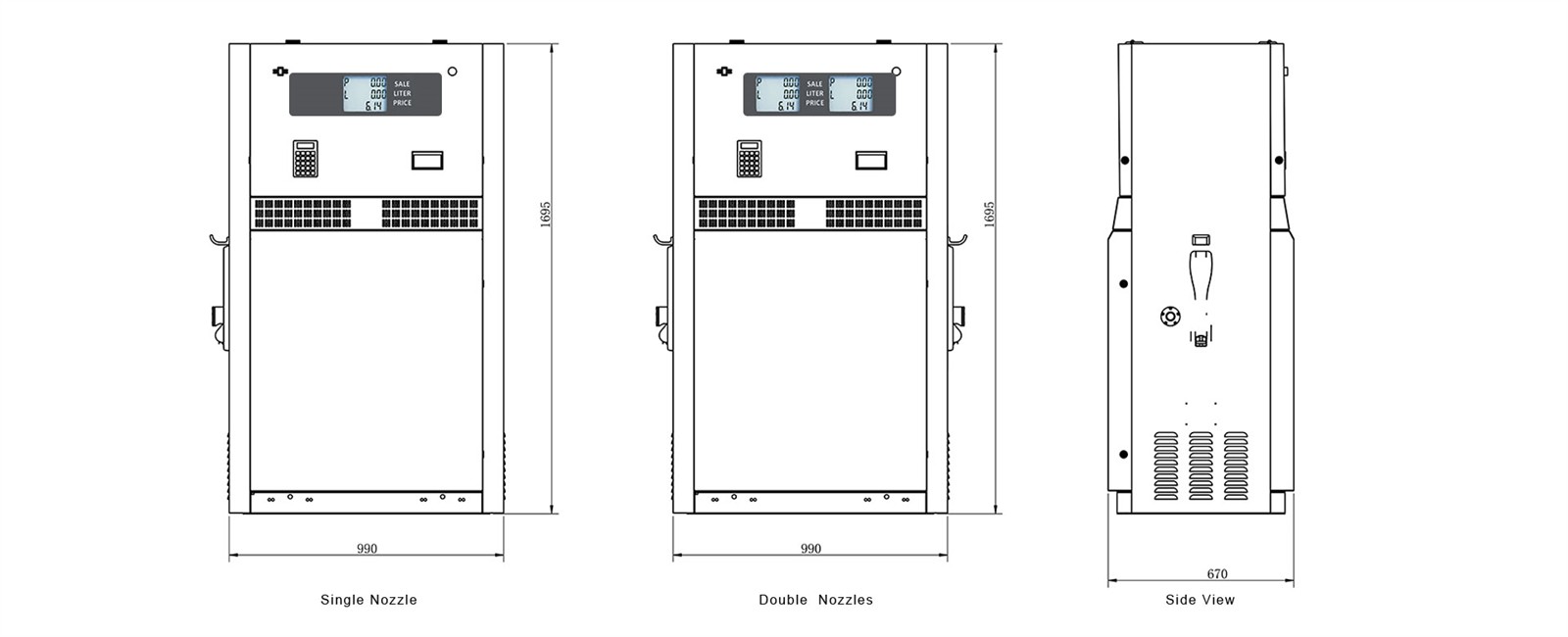 fuel dispenser size fuel dispenser size