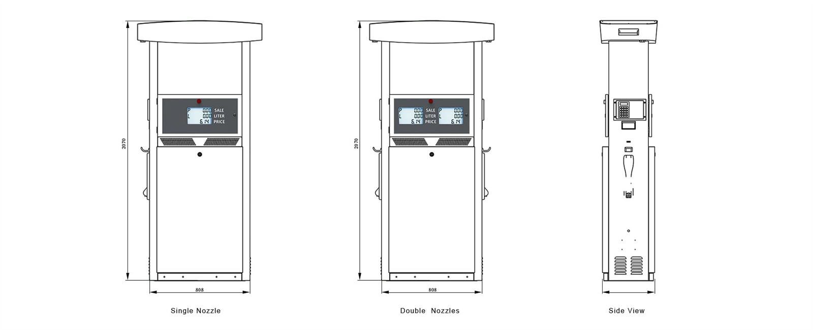fuel dispenser size